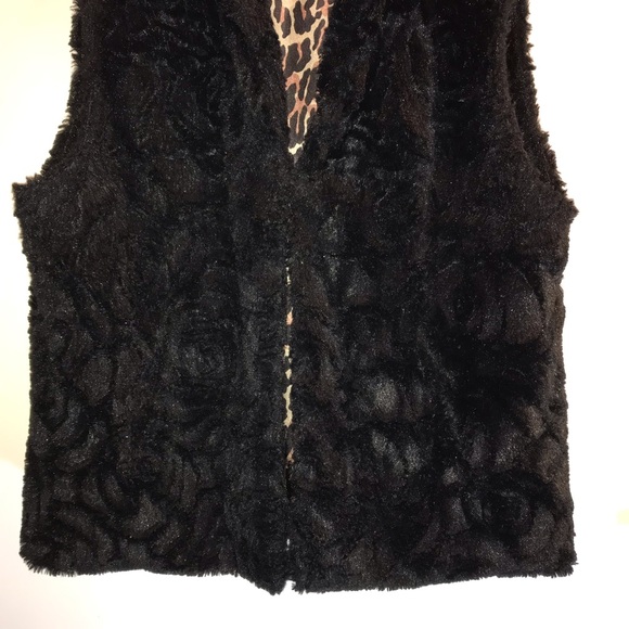 BETSEY JOHNSON Faux Fur Vest Black Fuzzy Leopard Lined size XL  BARBIECORE - Picture 3 of 14